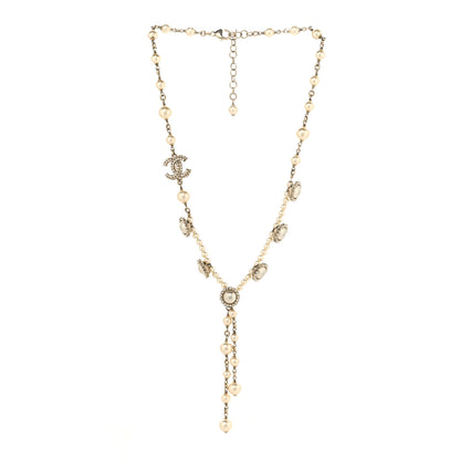 Chanel Pearl Crystal CC Short Logo Necklace Gold 3 of 4