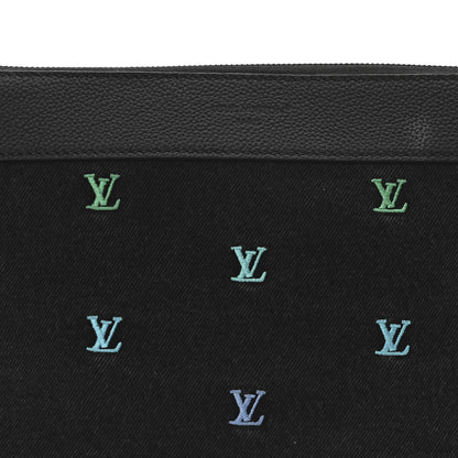 Louis Vuitton Blason Denim Pochette Voyage Souple Black Gradient Blue 7 of 9