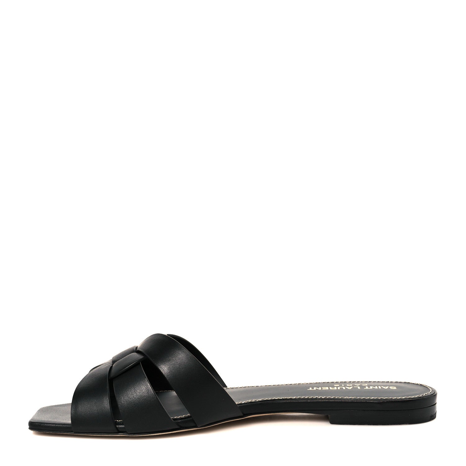 Saint Laurent Calfskin Tribute 05 Slide Sandals 37.5 Black 1 of 10