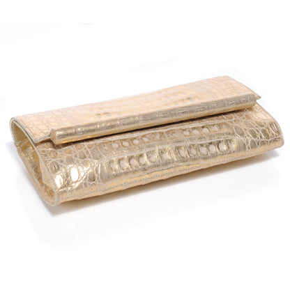 Nancy Gonzalez Metallic Crocodile Bar Clutch Gold 4 of 8