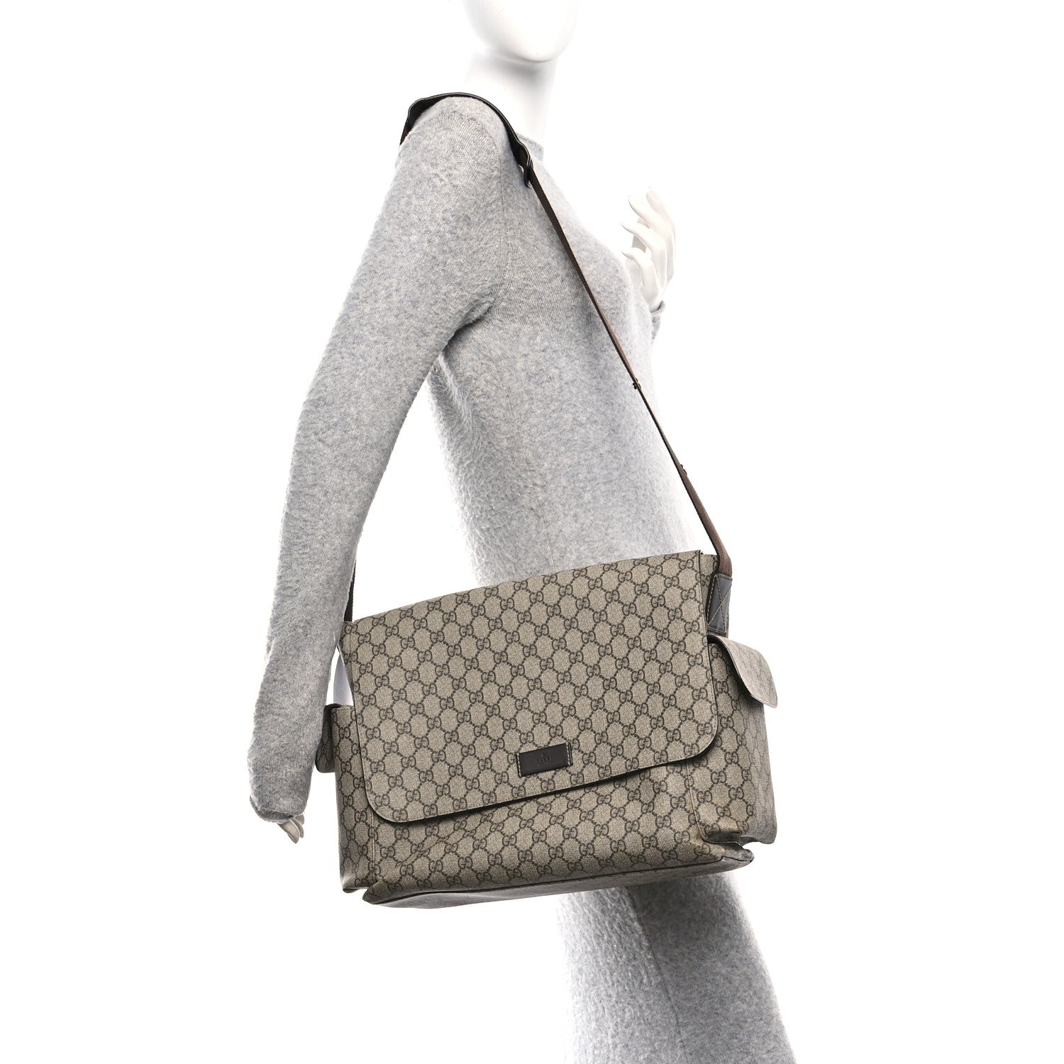 Gucci GG Plus Monogram Messenger Diaper Bag Dark Brown 2 of 11
