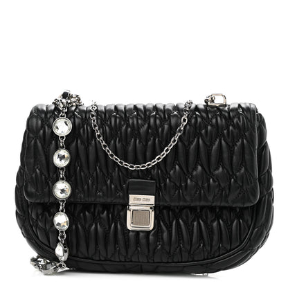 Miu Miu Nappa Matelasse Crystal Chain Crossbody Black 1 of 9