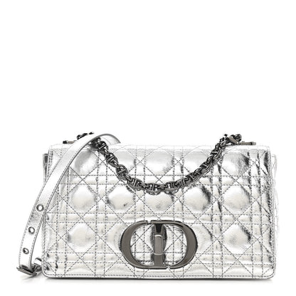 Christian Dior Metallic Calfskin Cannage Medium Caro Bag Argent 1 of 10