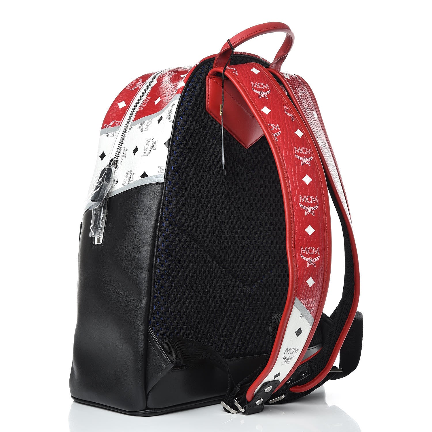 MCM Visetos Chevron Medium Colorblock Stark Backpack Black 3 of 9