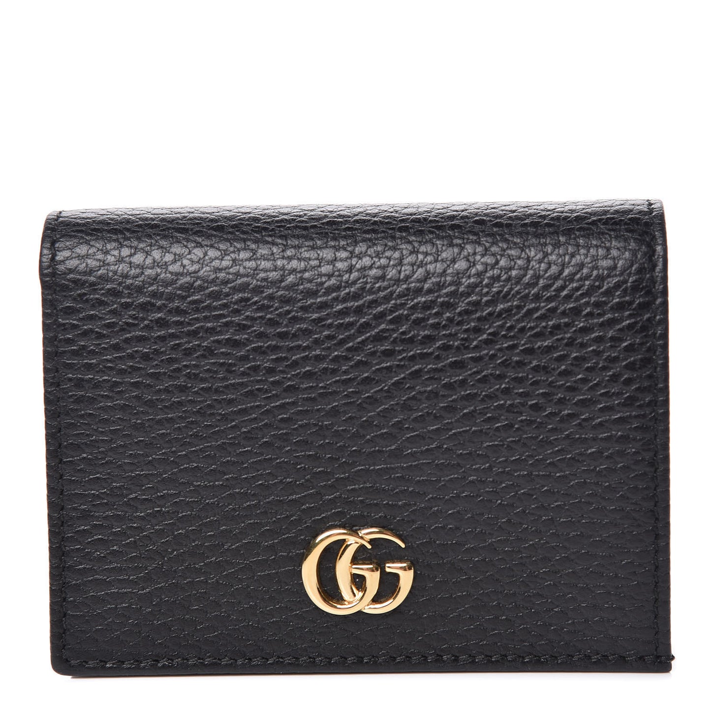 Pebbled Calfskin GG Marmont Card Case Black