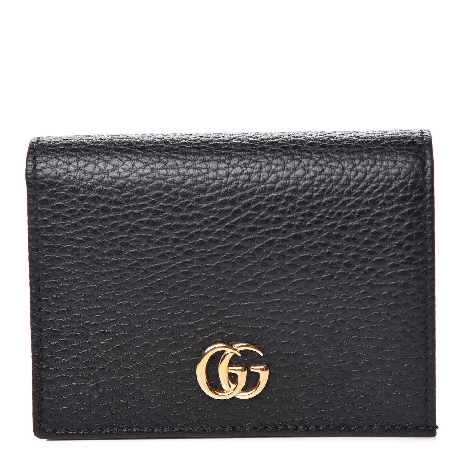 Gucci Pebbled Calfskin GG Marmont Card Case Black 1 of 8