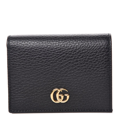 Gucci Pebbled Calfskin GG Marmont Card Case Black 1 of 8