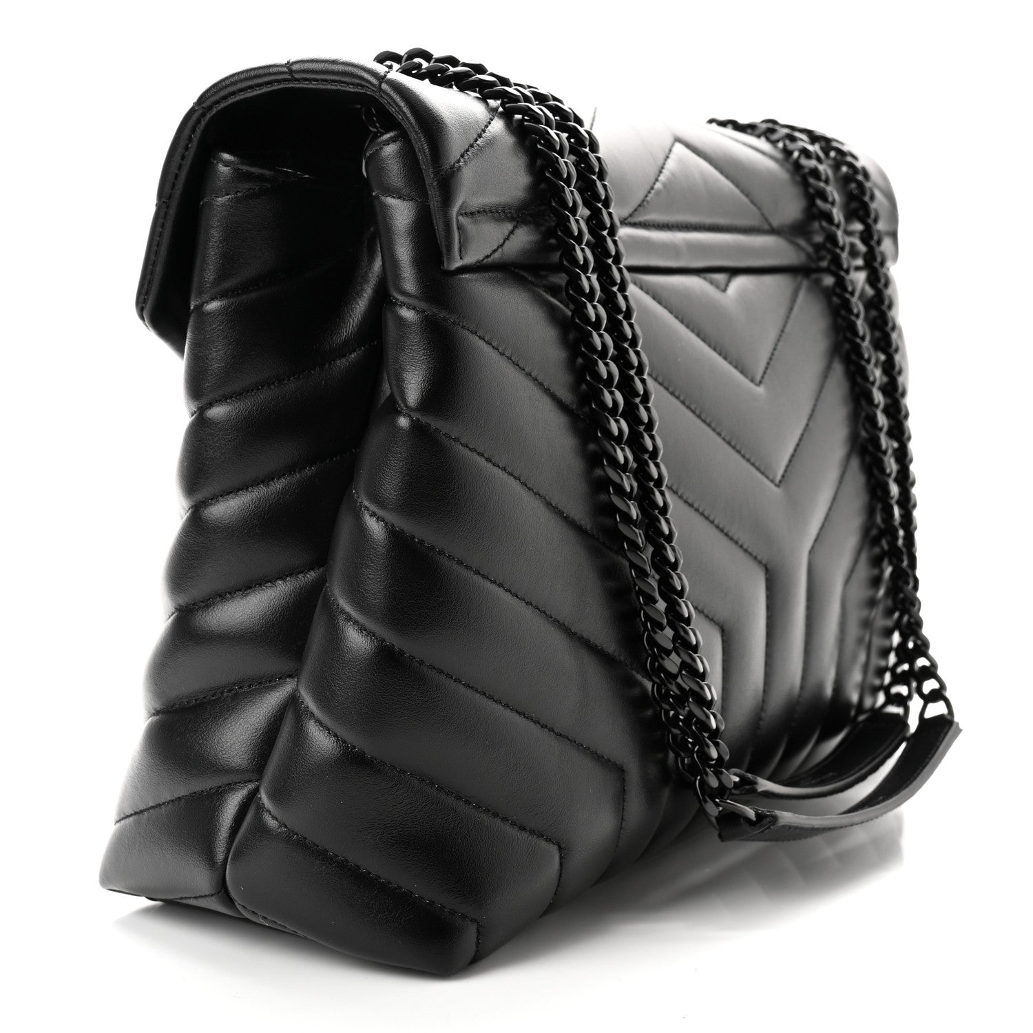 Saint Laurent Calfskin Y Quilted Monogram Monochrome Medium Loulou Chain Satchel Black 2 of 10