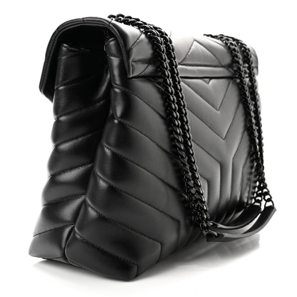 Saint Laurent Calfskin Y Quilted Monogram Monochrome Medium Loulou Chain Satchel Black 2 of 10