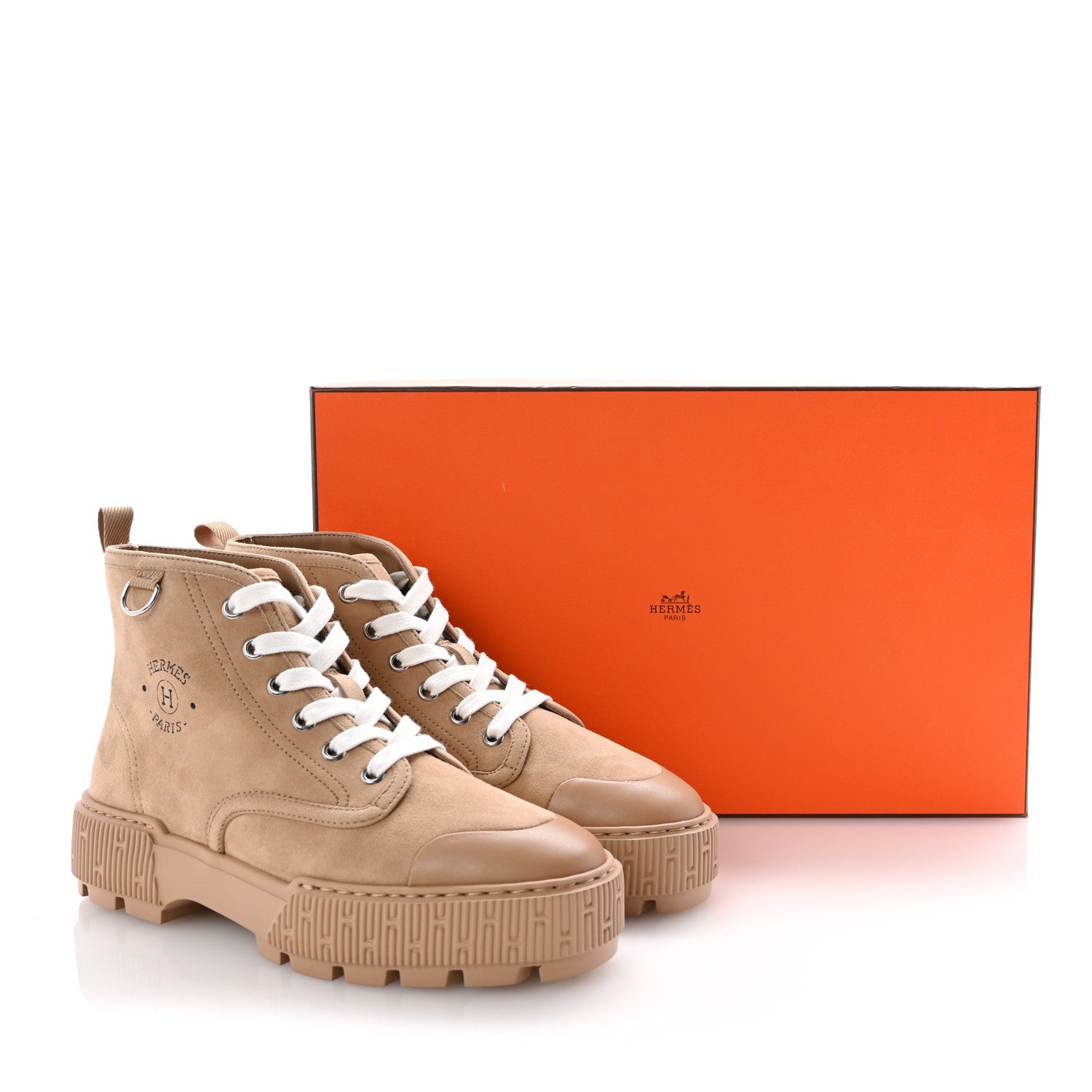 Hermes Cotton Twill Calfskin Itineraire Ankle Boots 36 Beige Argile 9 of 9