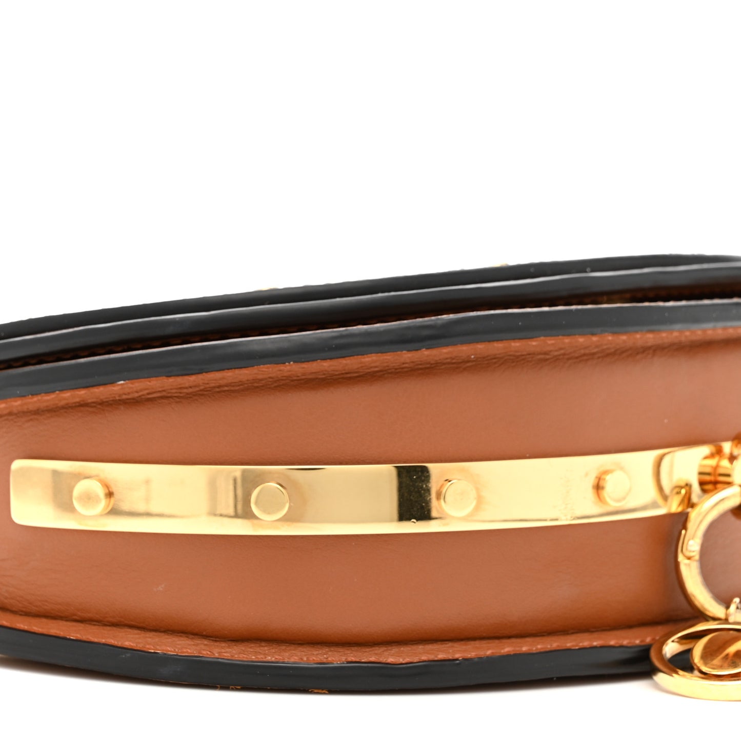 Spazzolato Sfumato Lambskin Calfskin Small Nile Bracelet Minaudiere Bag Caramel