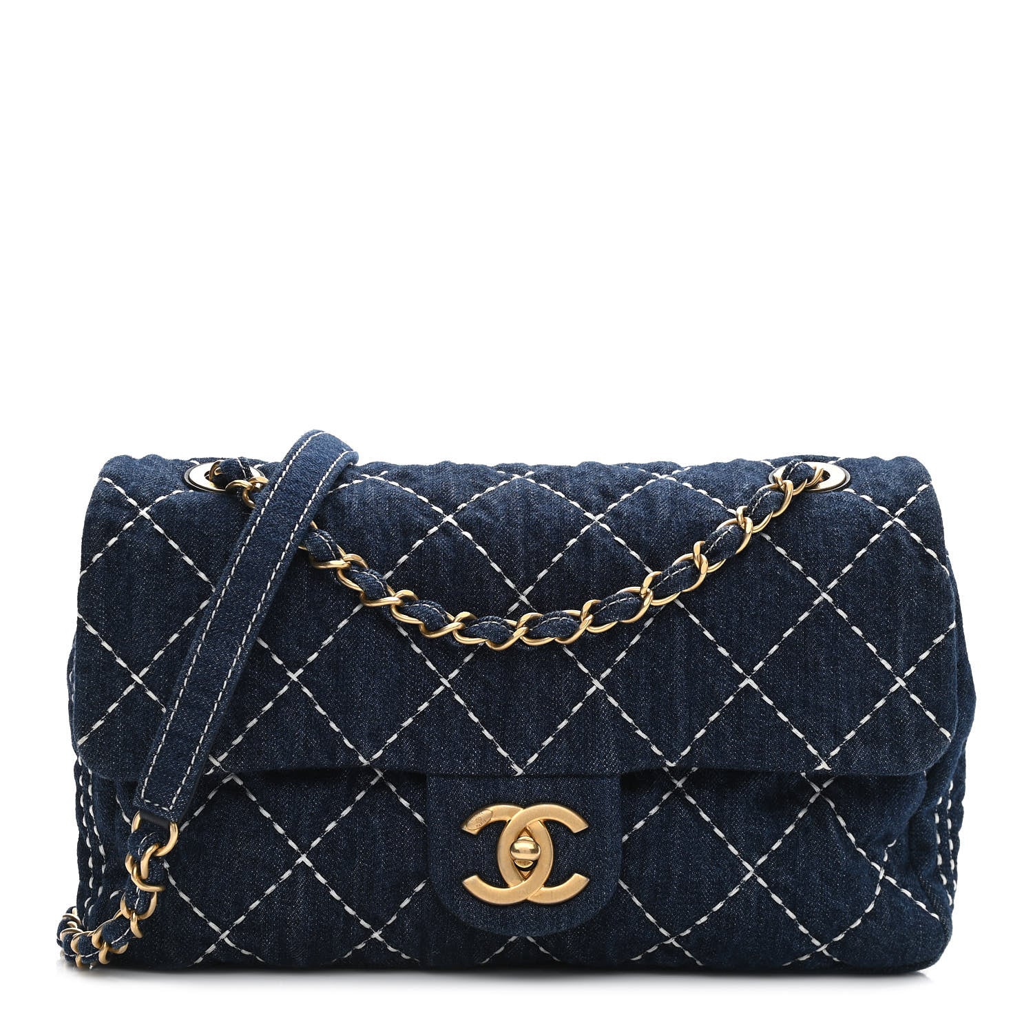 Chanel Denim Quilted Medium Denim Trip Single Flap Blue 1 of 10