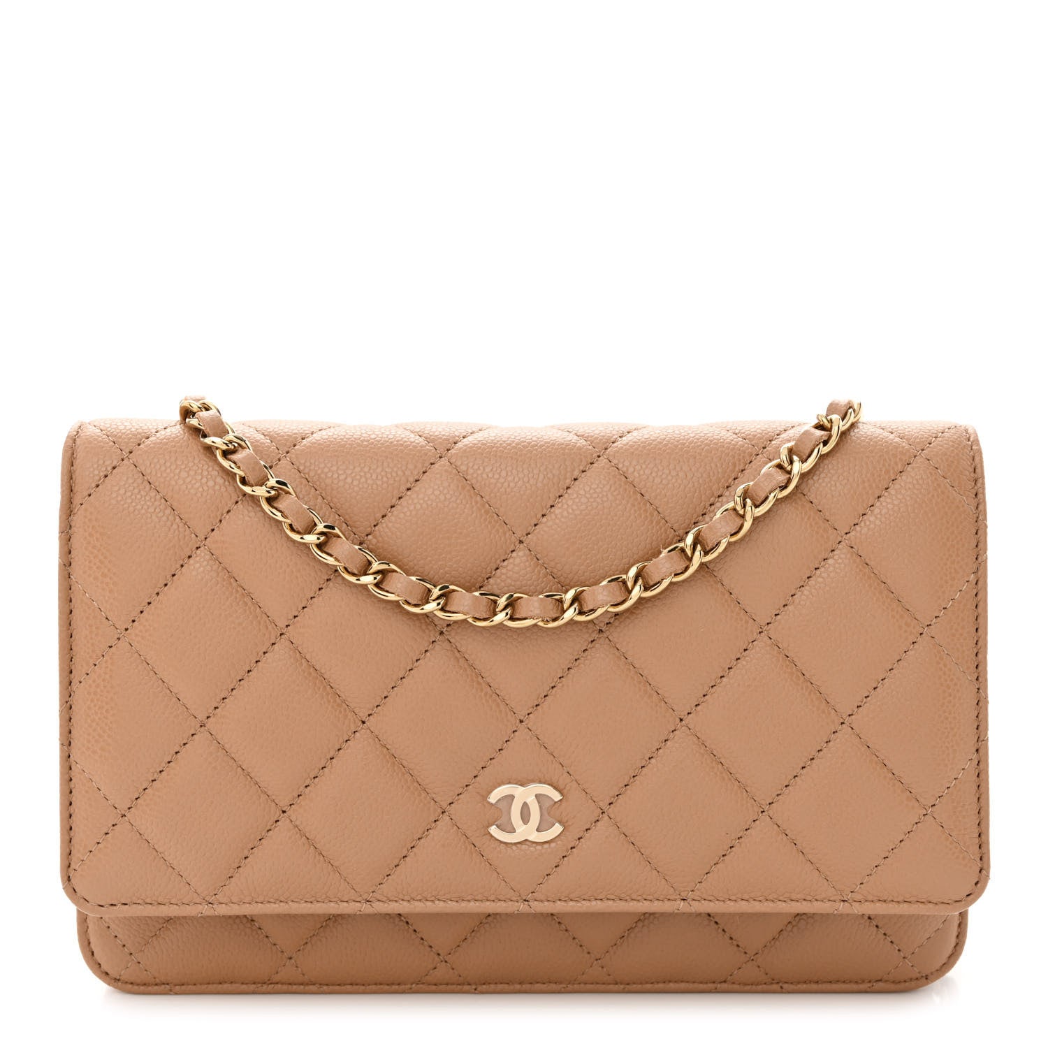 Chanel Caviar Quilted Wallet on Chain WOC Dark Beige 1 of 13