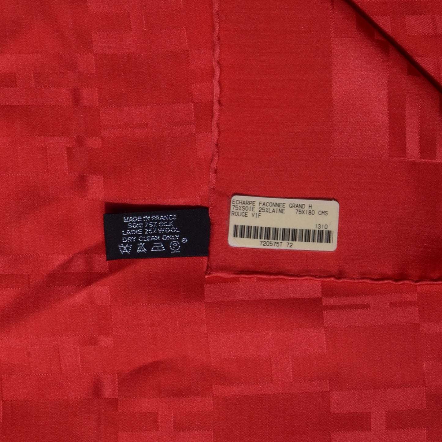 Silk Wool Faconnee Grand H Scarf Rouge Vif