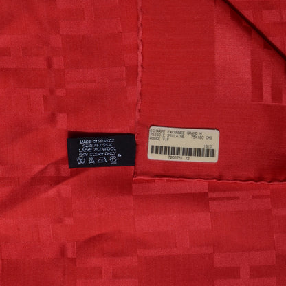 Hermes Silk Wool Faconnee Grand H Scarf Rouge Vif 5 of 5