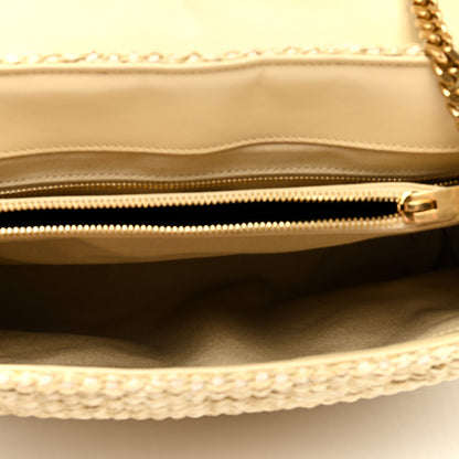 Saint Laurent Raffia Quilted Medium Loulou Chain Satchel Natural 5 of 8