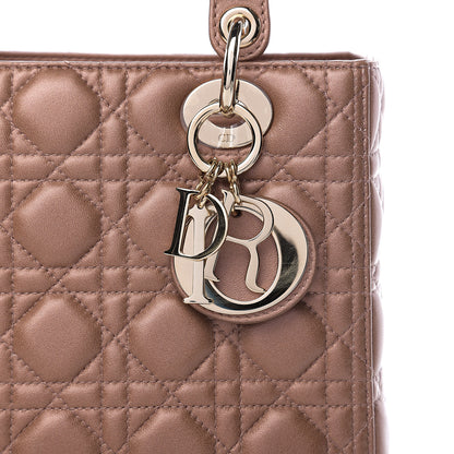 Christian Dior Pearly Lambskin Cannage Medium Lady Dior Quartz 7 of 9