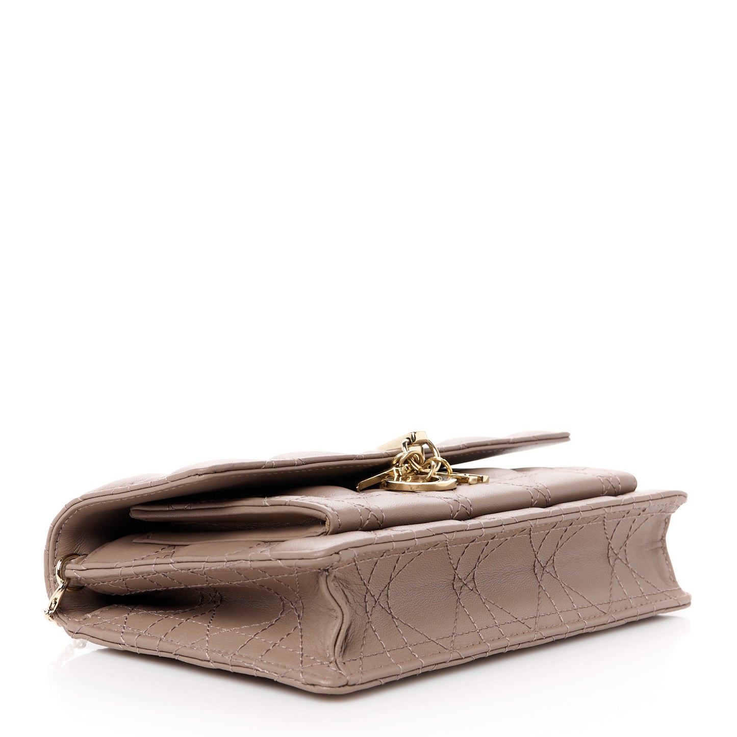 Lambskin Cannage Chain My Dior Daily Chain Pouch Warm Taupe