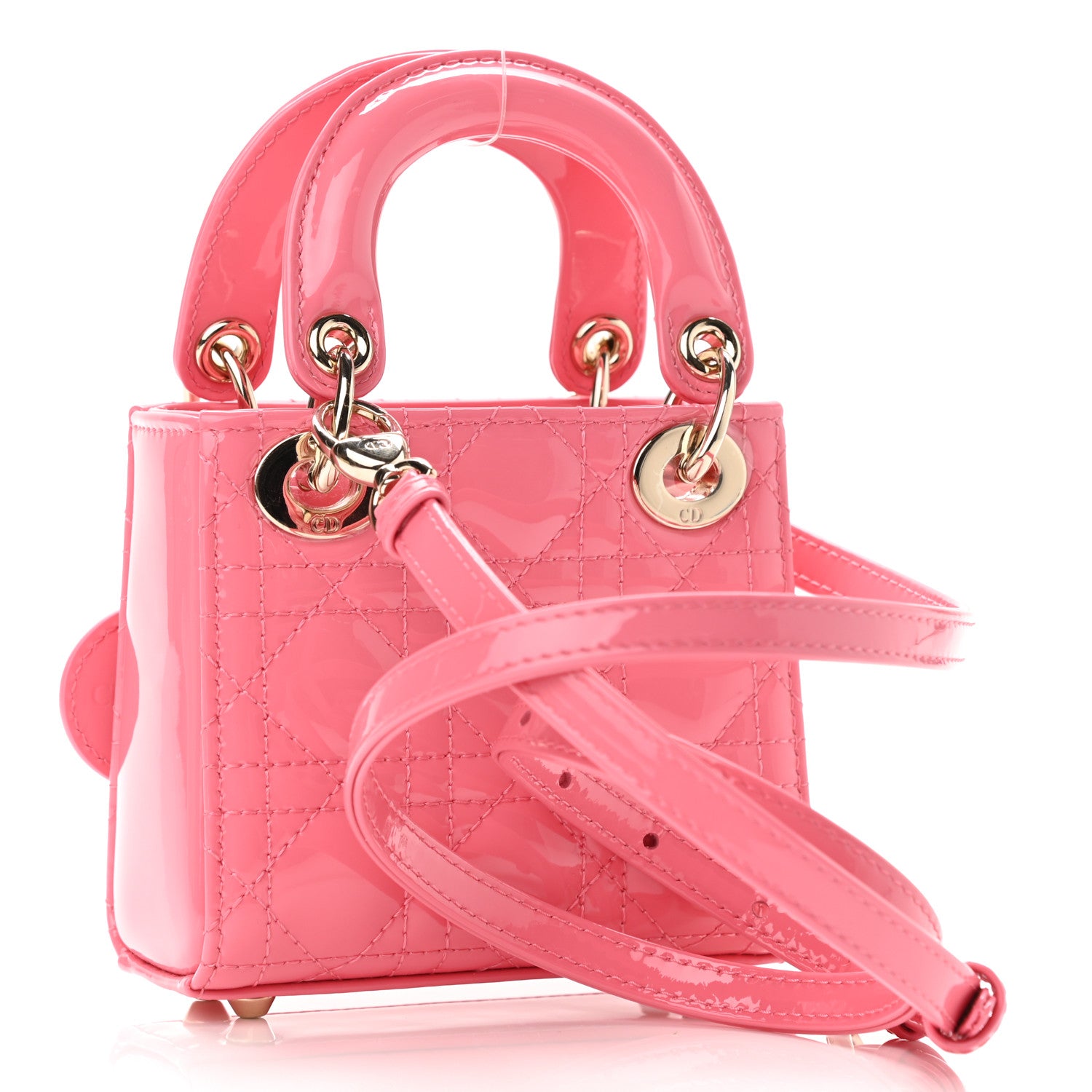 Christian Dior Patent Cannage Micro Lady Dior Peony Pink 3 of 9