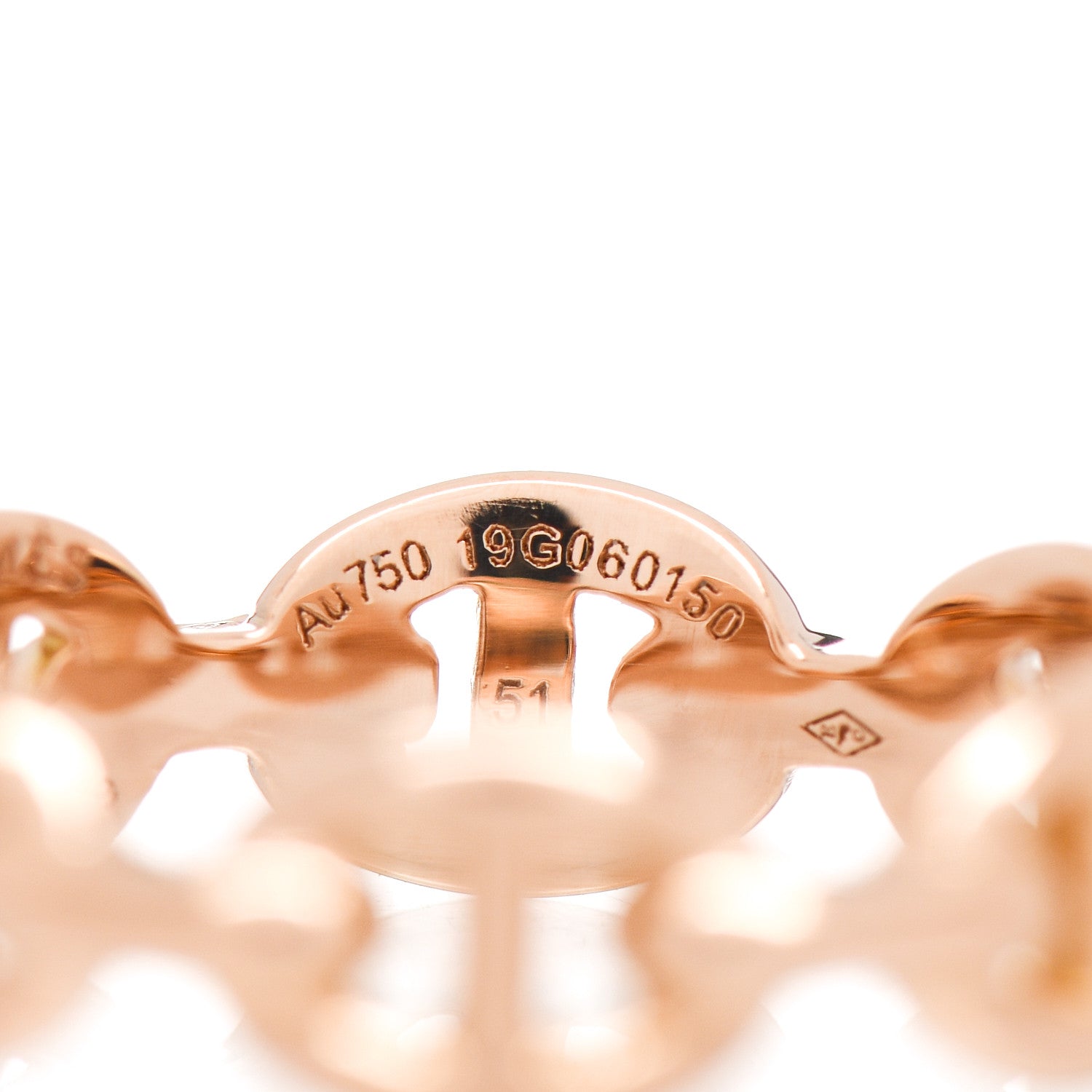 Hermes 18K Rose Gold PM Chaine D'Ancre Enchainee Ring 51 5.75 4 of 5