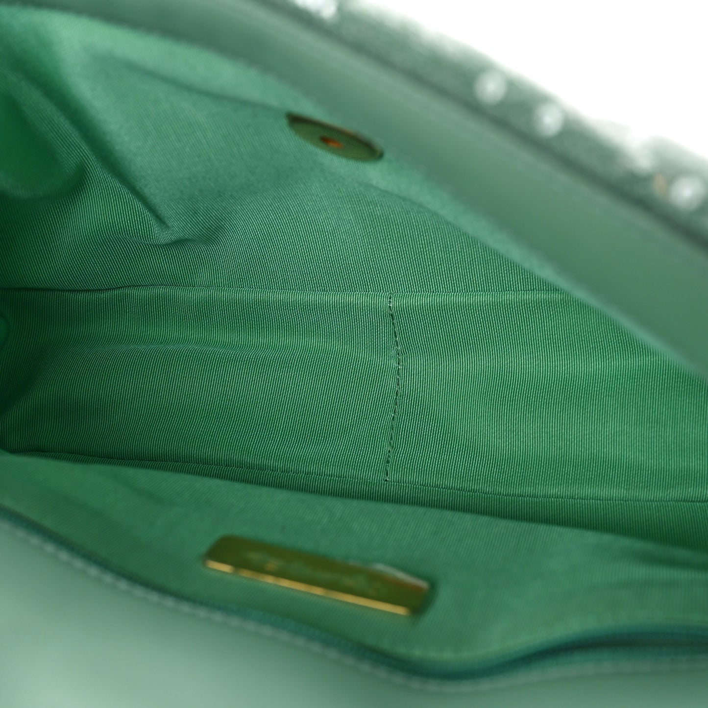 Sequin Quilted Medium Chanel 19 Flap Light Green