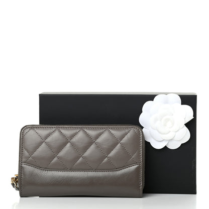 Chanel Aged Calfskin Quilted Small Gabrielle Zip Around Wallet Khaki 9 of 9