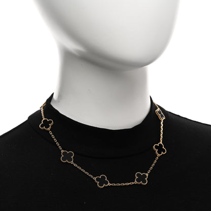 Van Cleef & Arpels 18K Yellow Gold Black Onyx 10 Motifs Vintage Alhambra Necklace 2 of 5