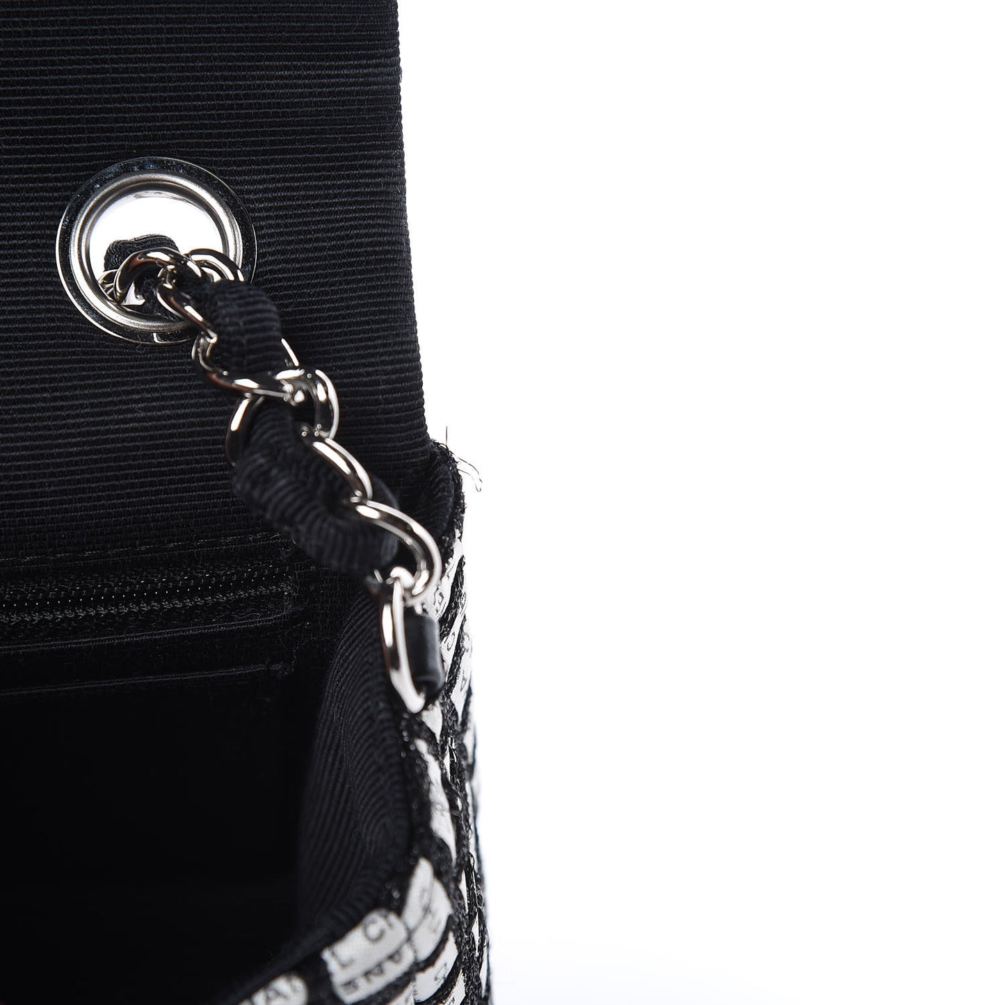 Ribbon Tweed Small Single Flap Black White