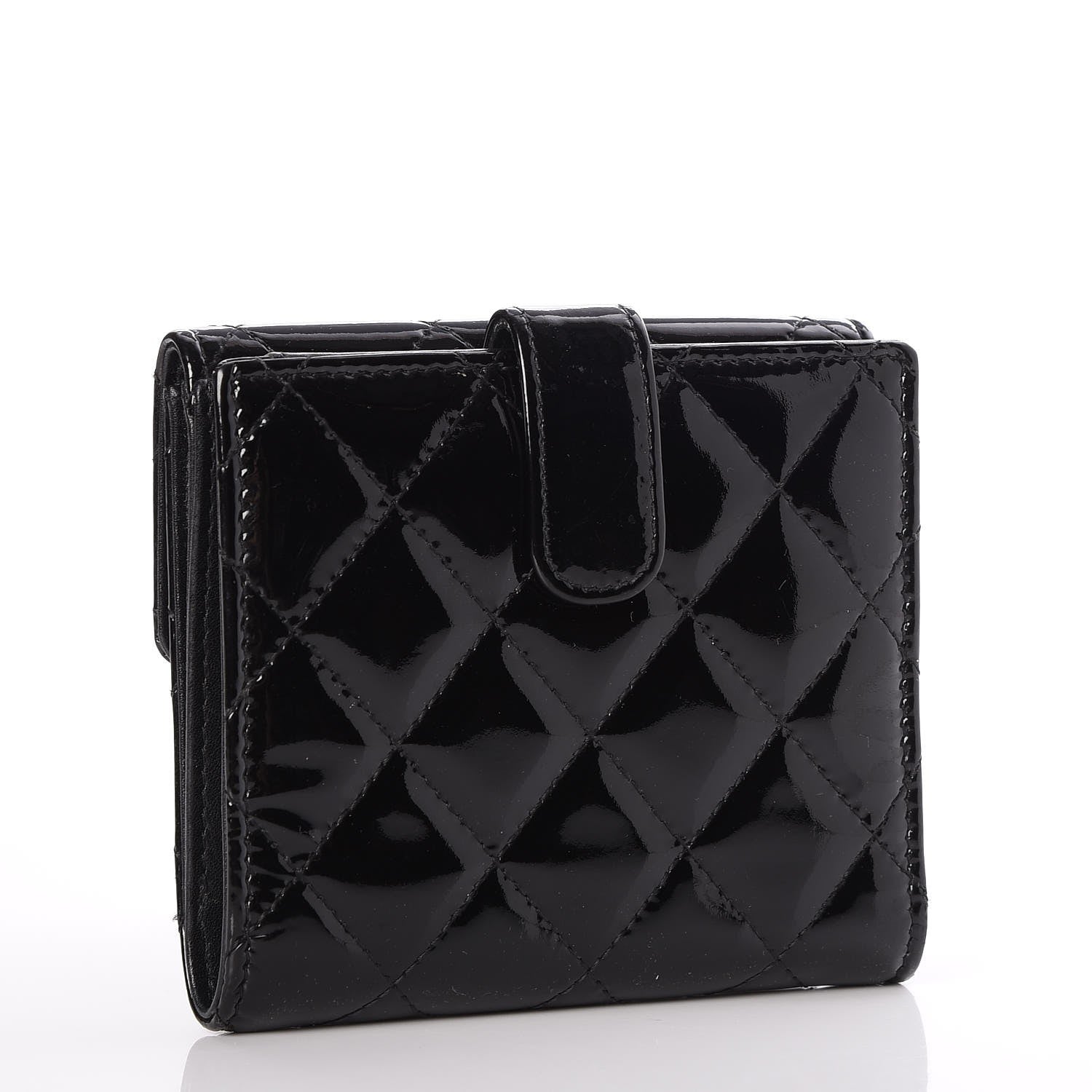 Chanel Patent Quilted Brilliant Compact Wallet Black 3 of 8