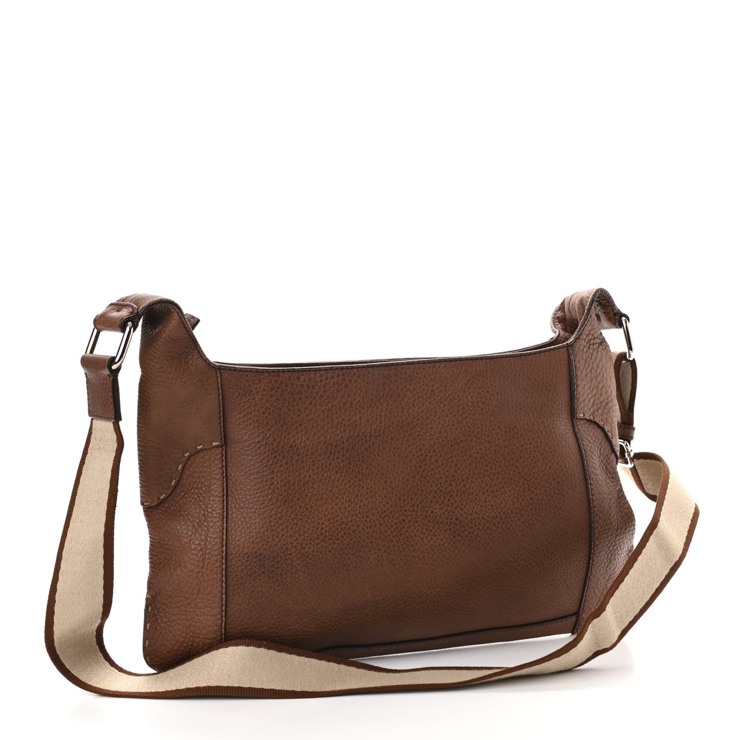 Calfskin Romano Selleria Logo Shoulder Bag Brown