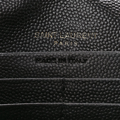 Saint Laurent Grain De Poudre Matelasse Chevron Monogram Chain Wallet Black 7 of 11