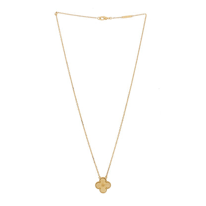 Van Cleef & Arpels 18K Yellow Gold Guilloche Vintage Alhambra Pendant Necklace 3 of 5