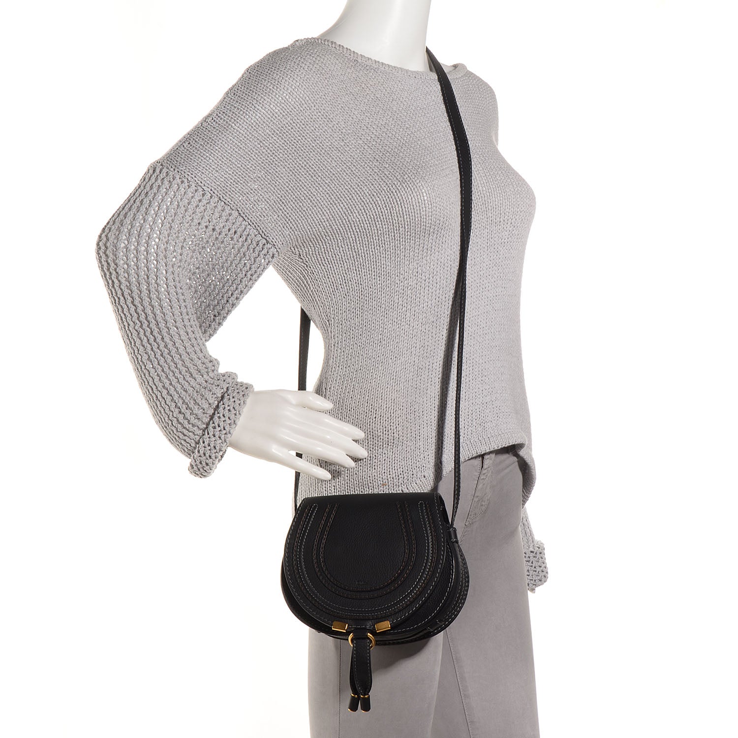 Chloe Calfskin Mini Marcie Round Crossbody Bag Black 2 of 8