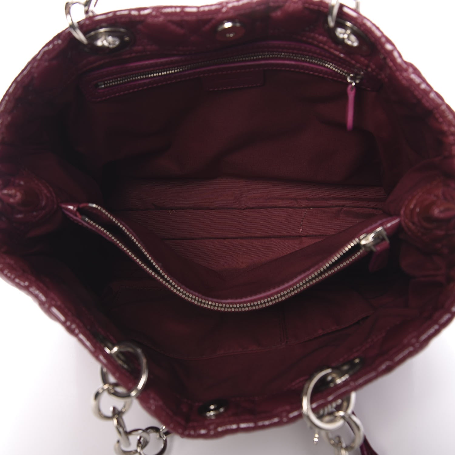 Christian Dior Patent Cannage Large Dior Soft Shopping Tote Dark Pink 5 of 13