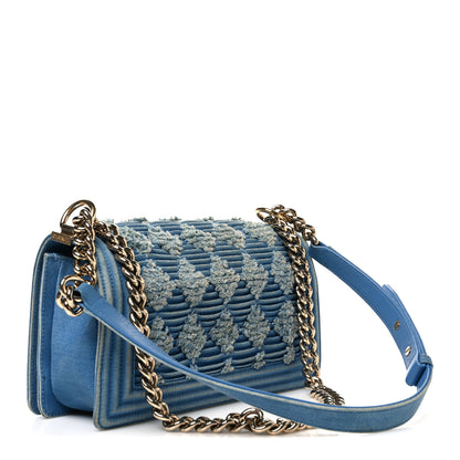 Chanel Denim Pleated Medium Boy Flap Light Blue 2 of 10