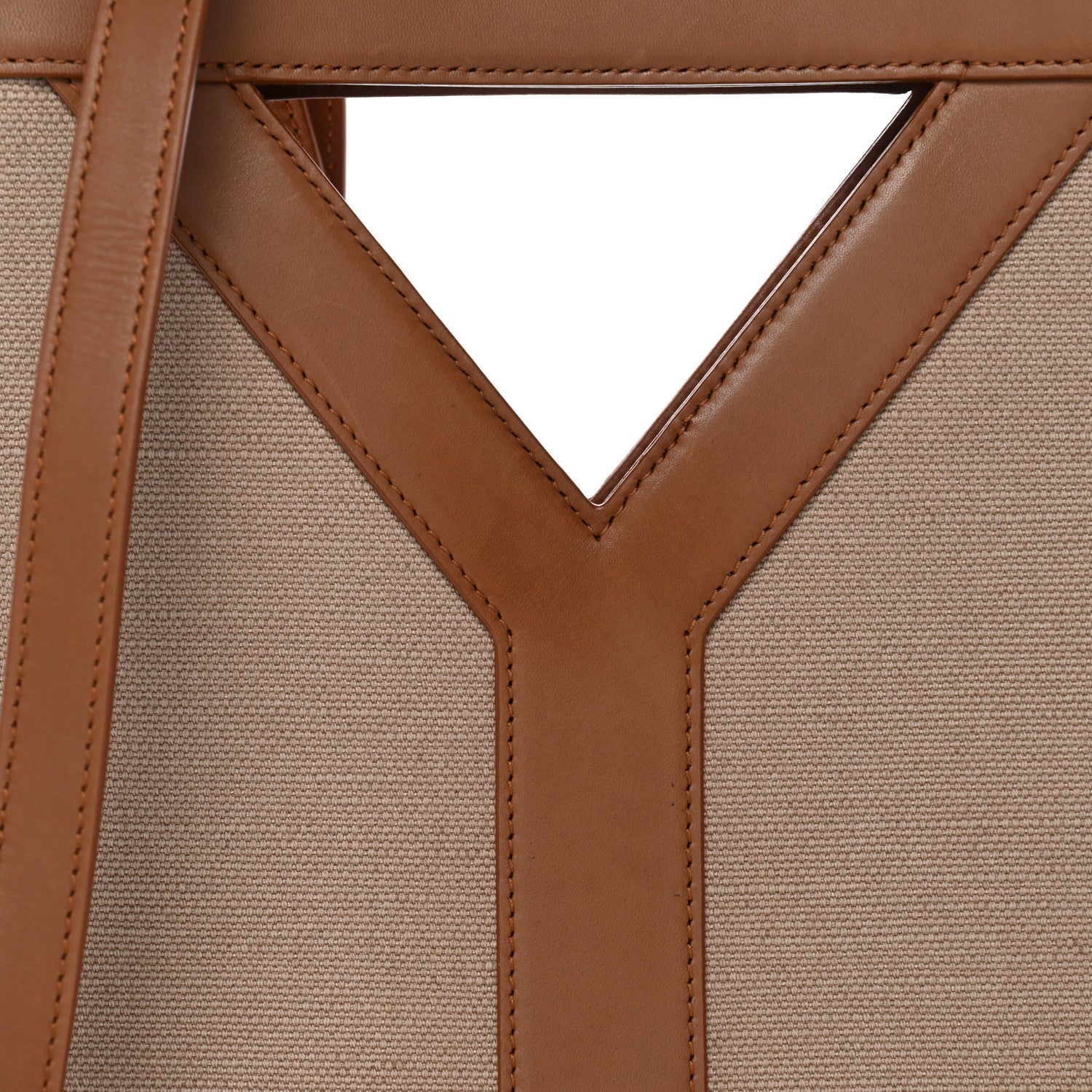 Saint Laurent Smooth Calfskin Canvas Y Small Bucket Bag White Camel 9 of 12