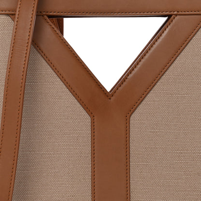 Saint Laurent Smooth Calfskin Canvas Y Small Bucket Bag White Camel 9 of 12