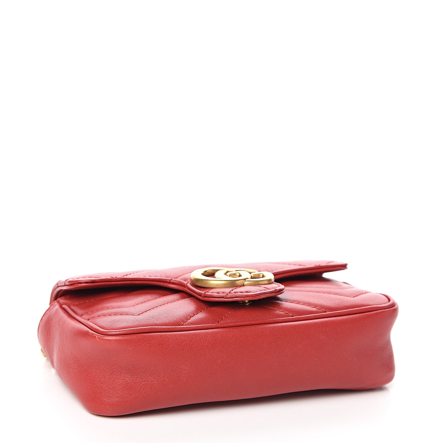 Gucci Calfskin Matelasse Super Mini GG Marmont Shoulder Bag Hibiscus Red 3 of 10