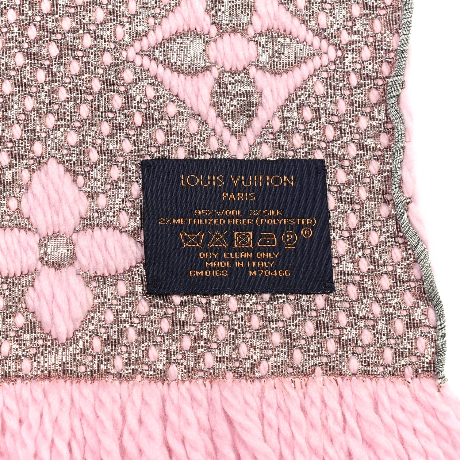 Louis Vuitton Wool Silk Logomania Shine Scarf Pink 4 of 4