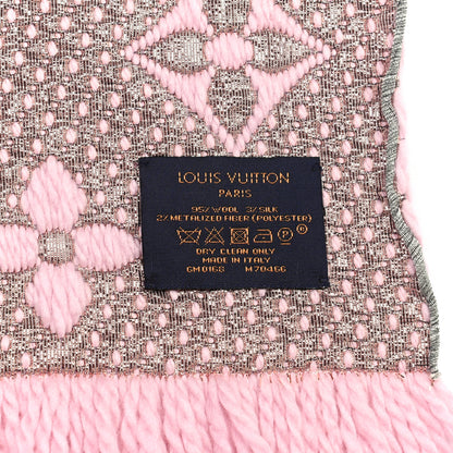 Louis Vuitton Wool Silk Logomania Shine Scarf Pink 4 of 4