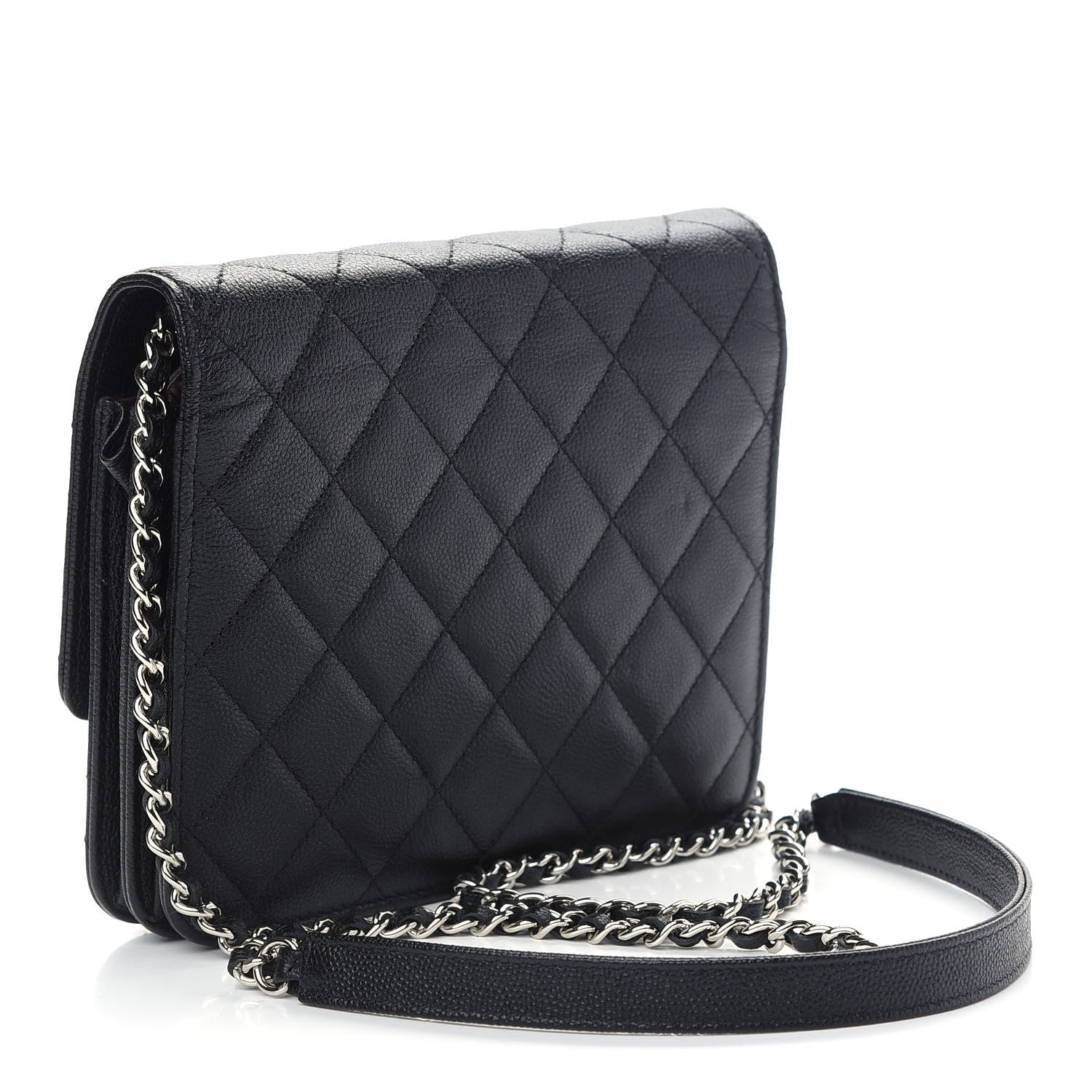 Chanel Caviar Quilted Square Wallet On Chain WOC Black 3 of 10