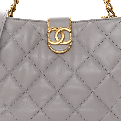 Chanel Lambskin Quilted Chain Hobo Light Grey 8 of 10