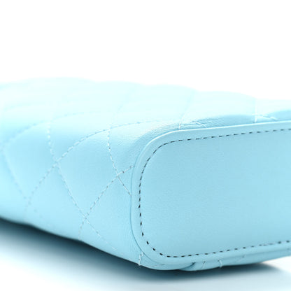 Chanel Lambskin Quilted Phone Holder With Chain Neon Blue 9 of 11