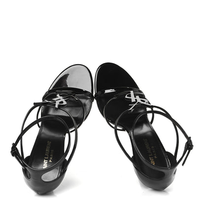 Saint Laurent Patent Cassandra 100 Ankle Strap Sandals 40.5 Black 2 of 10