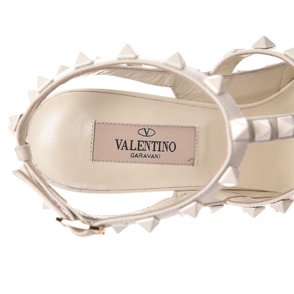 Valentino Garavani Calfskin Lacquered Monochrome Rockstud Ankle Strap 100mm Pumps 36.5 Ivory 6 of 8