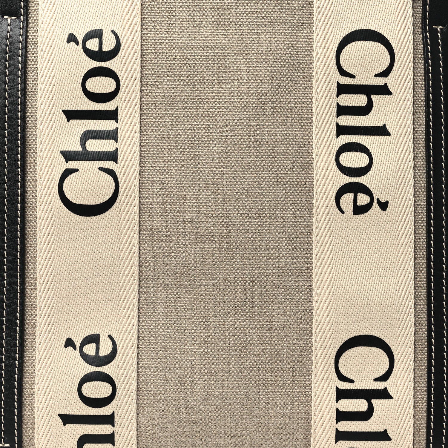 Chloe Linen Calfskin Medium Woody Ribbon Tote White Blue 8 of 11