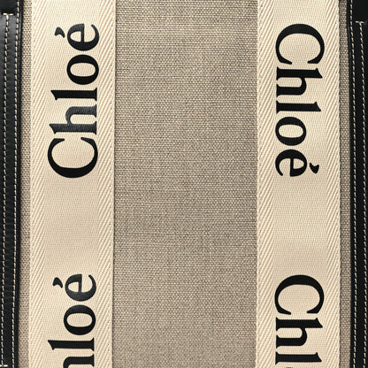 Chloe Linen Calfskin Medium Woody Ribbon Tote White Blue 8 of 11