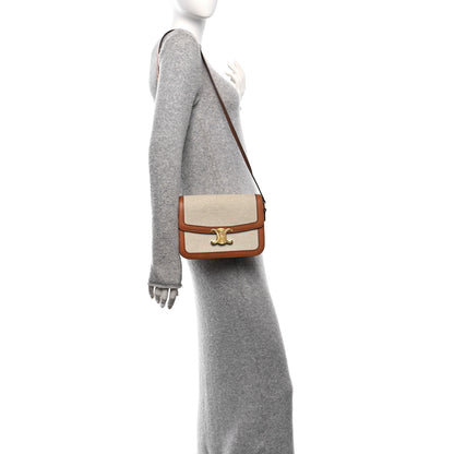 Celine Textile Calfskin Classique Triomphe Bag Natural Tan 2 of 10