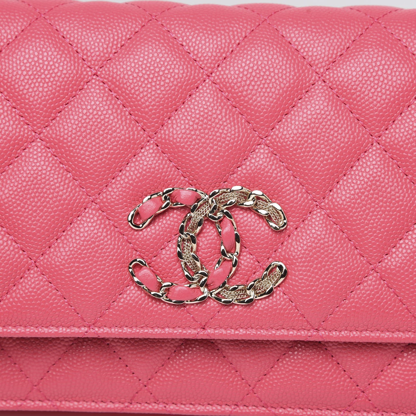 Caviar Quilted French New Wave Chain CC Wallet On Chain WOC Pink