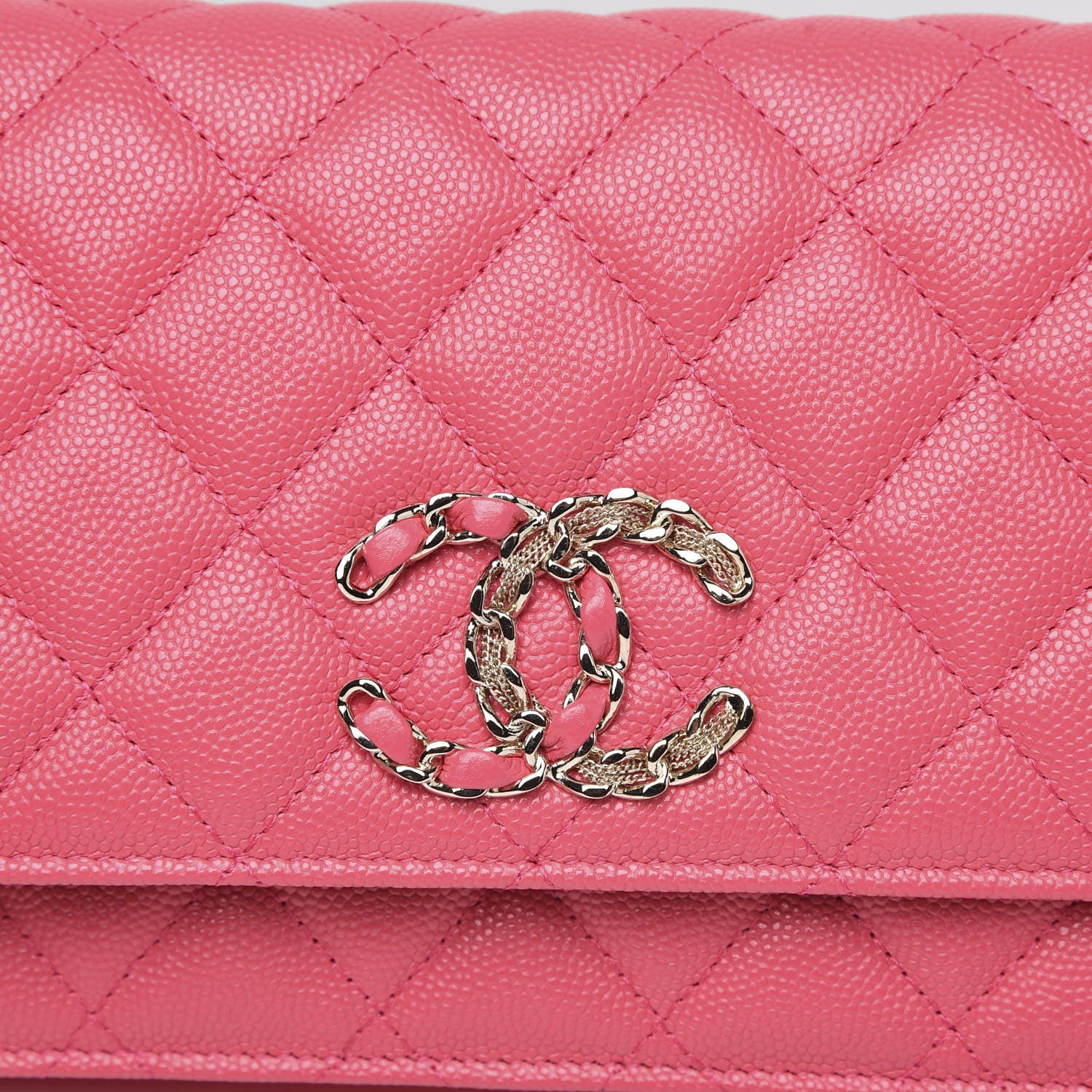 Chanel Caviar Quilted French New Wave Chain CC Wallet On Chain WOC Pink 8 of 12